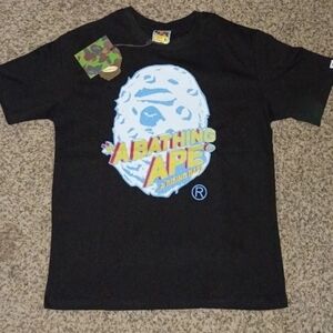 Bape Black Short Sleeve Tee with Colorful Logo